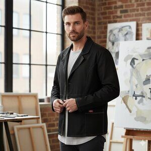 Dickies Black Chore Blazer Jacket Contrast Stitch Workwear Utility Streetwear XL